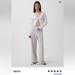 Women's Gap Cream Wide-Leg Elastic Waist Pants